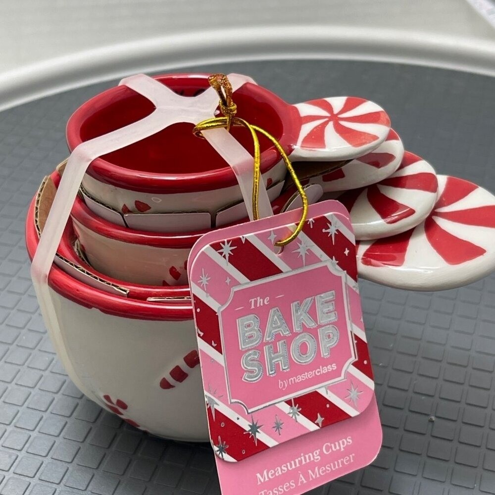 The Bake Shop/MasterClass Measuring Cups Set Candy Cane Peppermint Holiday‎